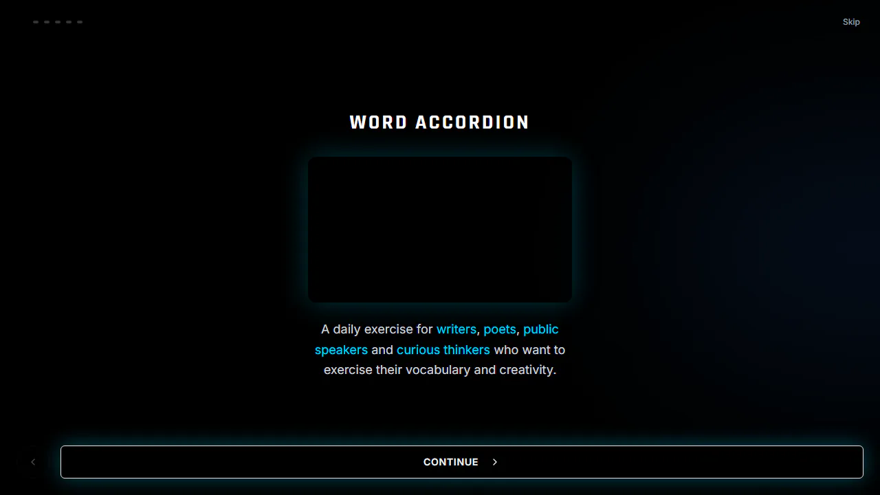 Word Accordion live sign-in screen